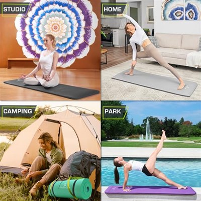 ProsourceFit Ekstra kalın yoga ve pilates matı, yüksek yoğunluklu egzersiz matı, konforlu köpüklü ve taşıma kayışlı