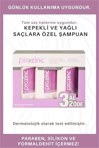 Prozinc Kepekli ve Yağlı Saçlar Arındırıcı Şampuan 300 ml 3 Al 2 Öde