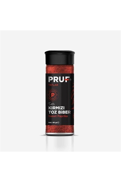 Pruf Tatlı Toz Kırmızı Biber 40 Gr. Cam Şişe