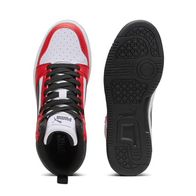 PUMA Erkek/Unisex Puma Rebound V6 Mid Jr-PUMA White-PUMA Black Mid Boot 36 39383102
