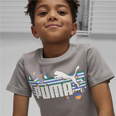 PUMA ESS+ SUMMER CAMP Tee Unisex Çocuk Tişört, Turquoise Surf, 4-5 Yaş