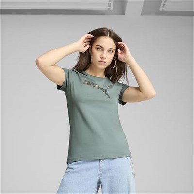 PUMA GRAPHICS Floral Cat Logo Tee Tişört Kadın