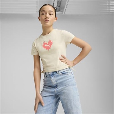Puma Kız Çocuk T-Shirt Flaming Love Knotted Tee 13-14 Yaş, 68510887