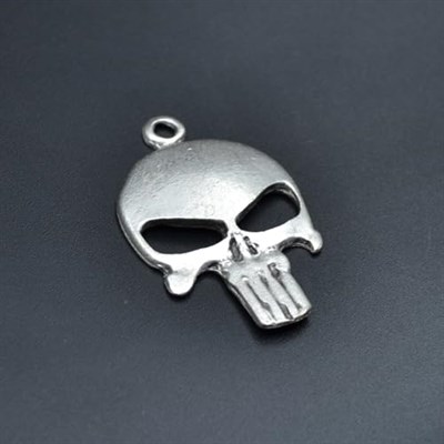 Punisher Cezalandırıcı Deri ip Kolye - Gümüş Kaplama - Kadın Erkek Kolye - No:845