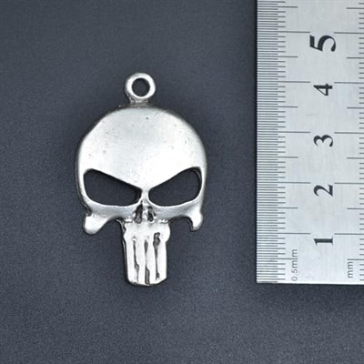 Punisher Cezalandırıcı Deri ip Kolye - Gümüş Kaplama - Kadın Erkek Kolye - No:845