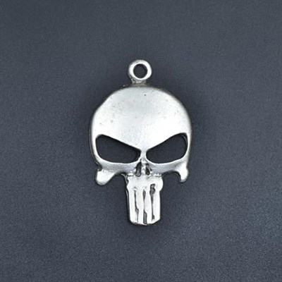 Punisher Cezalandırıcı Deri ip Kolye - Gümüş Kaplama - Kadın Erkek Kolye - No:845