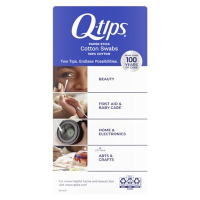 Q-tips Hijyen ve Güzellik Bakımı İçin Pamuklu Çubuklar% 100 Pamuklu 375 Sayım ile Yapılan Orijinal Pamuklu Çubuk