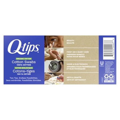 Q-tips Pamuk Bezler Organik Bezler 4 Paket Ultimate Ev ve Güzellik Aracı Organik Pamuktan Üretilmiştir, Kağıt Ambalaj 400 Adet