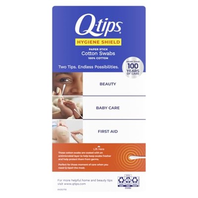 Q-tips Pamuklu Çubuklar, Hijyen Kalkanı, İlk Yardım İçin, Güzellik ve Bebek,%100 Pamuk, 300 Adet
