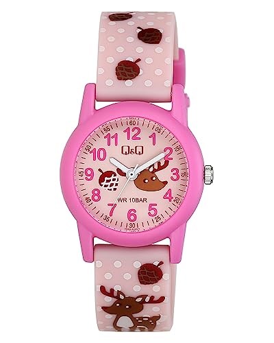 Q&Q V22A-015VY PEMBE SİLİKON KORDON RAKAMLI ÇOCUK KOL SAATİ