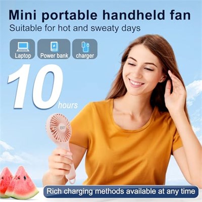QQT Mini El Vantilatörü, 3Speedli Küçük Kişisel Fan, Taşınabilir Pille Çalışan Fanlar, USB Şarj Edilebilir Makyaj Kirpik Fanı, Seyahat Ofisi için Güçlü El Vantilatörü Dış Mekan Kadın Erkek Şık