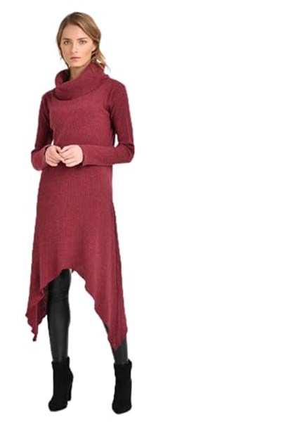 Quincey-Asimetrik Yünlü Tunik Bordo BDM2513 (BORDO / 40)