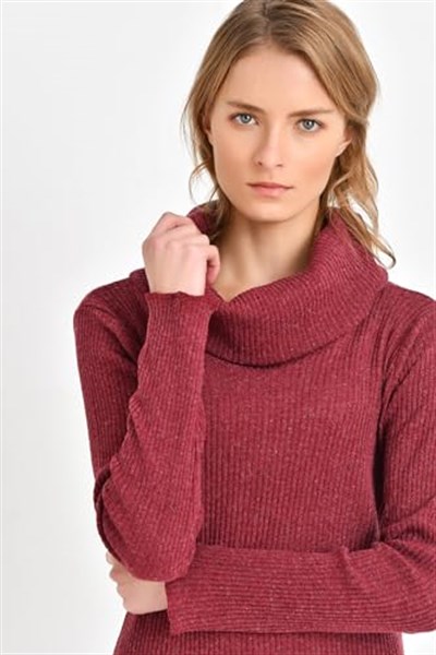 Quincey-Asimetrik Yünlü Tunik Bordo BDM2513 (BORDO / 36)