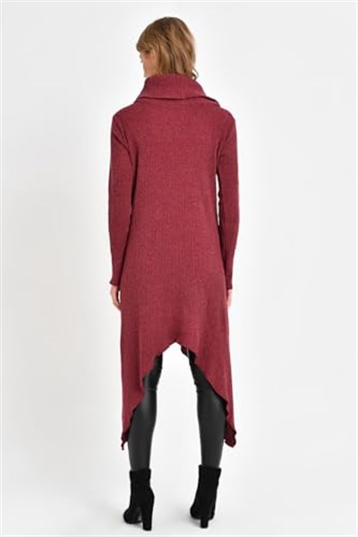 Quincey-Asimetrik Yünlü Tunik Bordo BDM2513 (BORDO / 36)