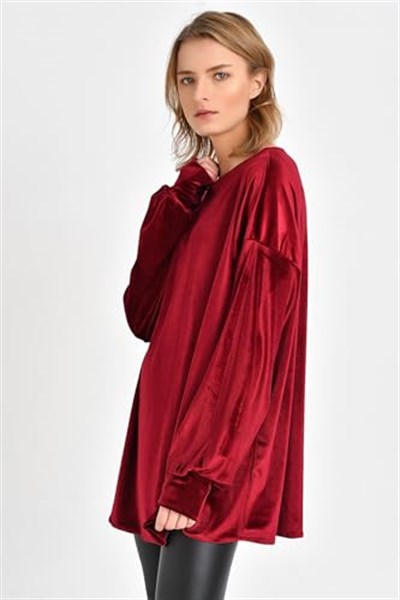 Quincey-Kadife Tunik Bordo BDE2511 (BORDO / 38)