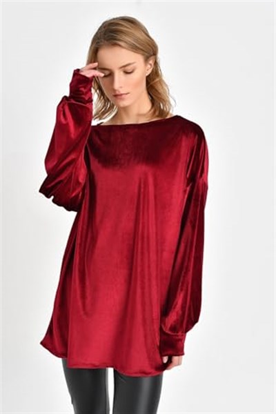Quincey-Kadife Tunik Bordo BDE2511 (BORDO / 38)