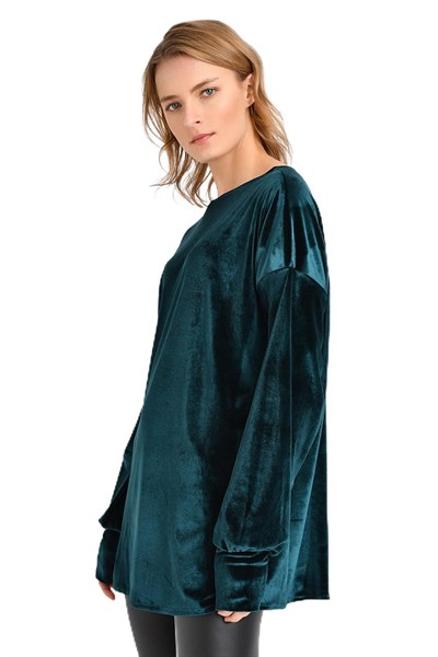 Quincey-Kadife Tunik Yeşil BDE2512 (YEŞİL / 44)