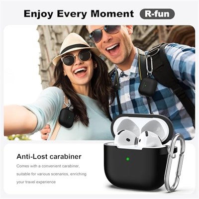 R-fun AirPods 4 için Temizleyici Kitli Kılıf, AirPods için Anahtarlıklı Tam Koruyucu Yumuşak Cilt Silikon Kapak 4 Nesil Kılıf Erkekler Kadınlar için, Apple AirPods 4. Genaration kılıf 2024 ile uyumlu