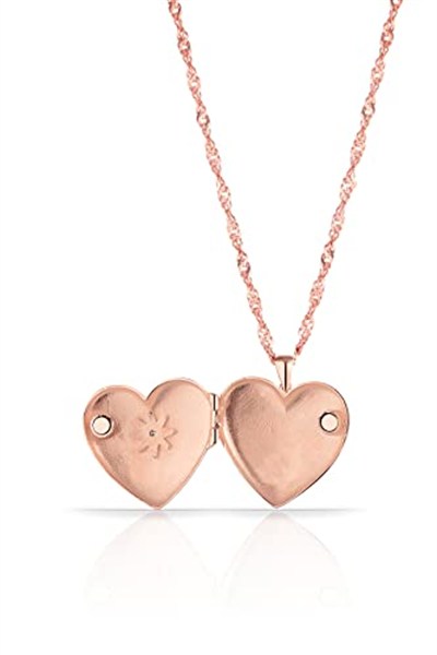 RACHON 925 AYAR GÜMÜŞ KAPAKLI RESİMLİK KALP MADALYON KOLYE Rose Gold RachonNM-617