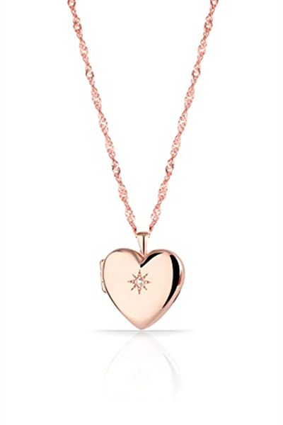 RACHON 925 AYAR GÜMÜŞ KAPAKLI RESİMLİK KALP MADALYON KOLYE Rose Gold RachonNM-617