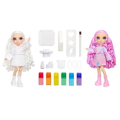 Rainbow High Watercolour & Create Kendin Yap Moda Bebek Suluboya ve Batik Seti ile - Mor Gözler, Kıvırcık Saç, Ekstra Üst ve Ayakkabı - Renk, Oluştur, Oyna, Durulama ve Tekrarla - Çocuklar için 4-12+