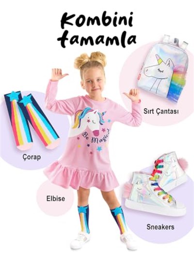 Rainbow Star Kız Çocuk 2li Soket Çorap Takım - Seçenekler: 4-5Y, 8-9Y