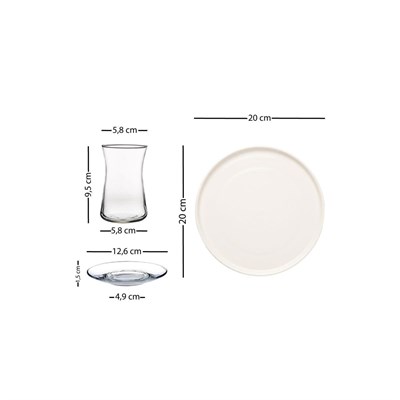 Rakle Botanical 12 Parça 4 Kişilik Seramik Pasta Tabağı Seti 20 Cm / Çay Seti 170 Cc