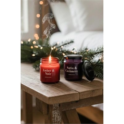 Rakle Glam Gümüş 4lü Kavanoz Mum Seti Mor - Kırmızı 110 Gr