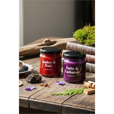 Rakle Glam Gümüş 4lü Kavanoz Mum Seti Mor - Kırmızı 110 Gr