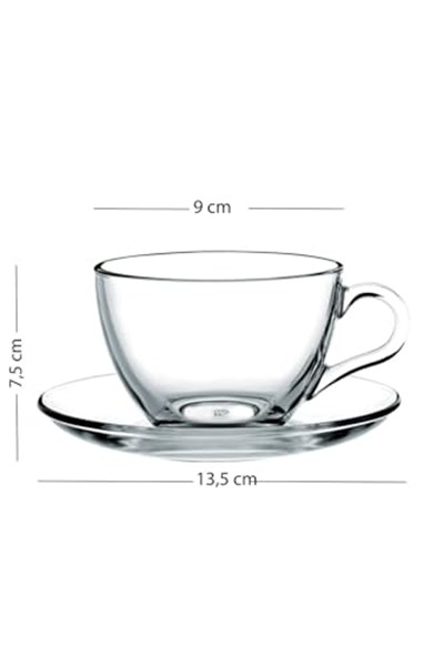 RAKLE Jardin Premium Çay Fincanı Seti - Yeşil Kristal Cam - 2 Parça 240cc Fincan ve Tabak - El İşçiliği Detaylar - Çay Servisi