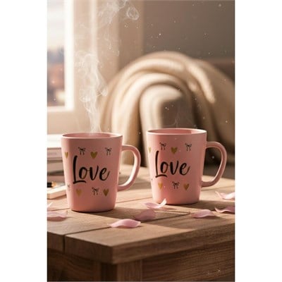 Rakle Love 2li Kupa Seti Pembe 380 Cc