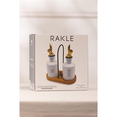 Rakle Marbella Bambu Stantlı 2li Yağlık-sirkelik Seti Beyaz 200 Cc
