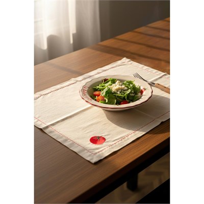 Rakle Pomodoro Keten Nakış İşlemeli 2li Amerikan Servisi 35x40 Cm