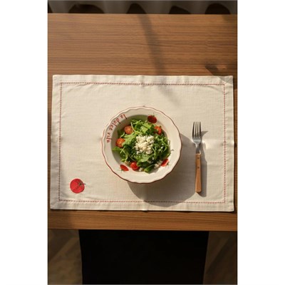 Rakle Pomodoro Keten Nakış İşlemeli 2li Amerikan Servisi 35x40 Cm