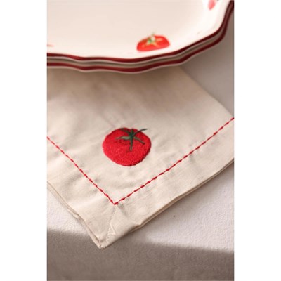 Rakle Pomodoro Keten Nakış İşlemeli 2li Amerikan Servisi 35x40 Cm