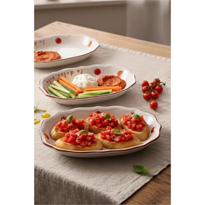 Rakle Pomodoro Stoneware 2li Kayık Sunum Tabağı Seti 25 Cm