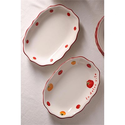 Rakle Pomodoro Stoneware 2li Kayık Sunum Tabağı Seti 25 Cm