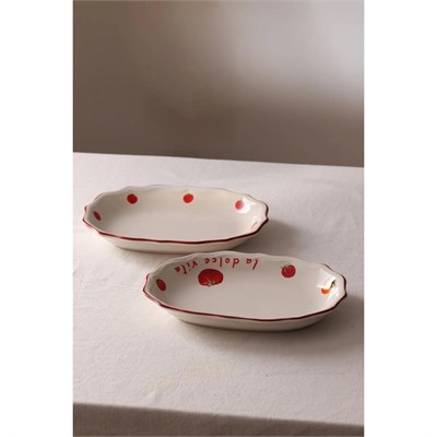 Rakle Pomodoro Stoneware 2li Kayık Sunum Tabağı Seti 25 Cm