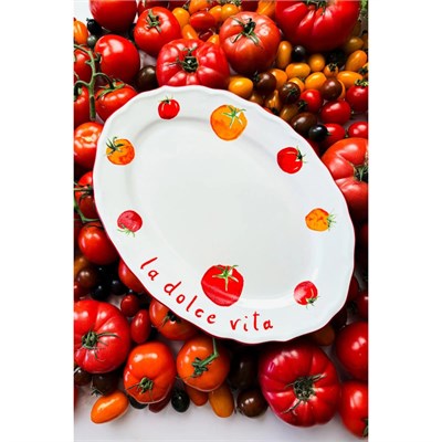 Rakle Pomodoro Stoneware Kayık Sunum Tabağı 34 Cm