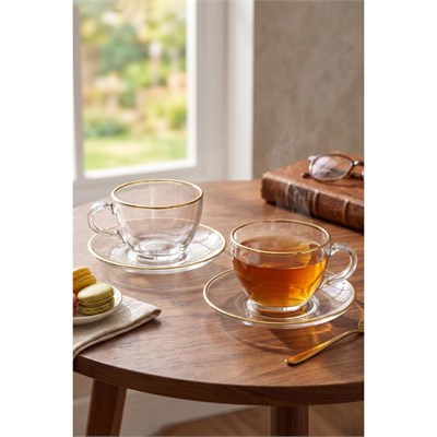 Rakle Pure Altın Yaldızlı 2li Çay Fincanı Seti 240 Cc