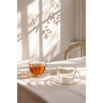 Rakle Pure Altın Yaldızlı 2li Çay Fincanı Seti 240 Cc