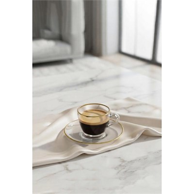 Rakle Pure Altın Yaldızlı 2li Kahve Fincanı Seti 90 Cc