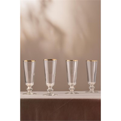 Rakle Pure Altın Yaldızlı İthal 4lü Kahve Yanı Bardağı Seti 180 Cc