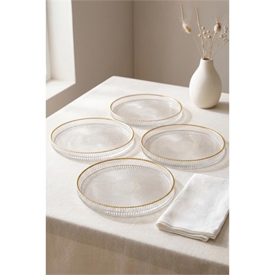 Rakle Splendid Gold Cam 4lü Pasta Tabağı Seti 21 Cm