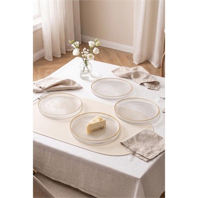 Rakle Splendid Gold Cam 4lü Pasta Tabağı Seti 21 Cm
