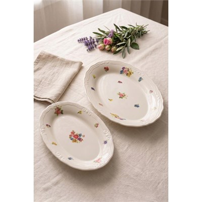 Rakle X Bengi Kurtcebe Anneanne Sofraları Porselen 2li Kayık Sunum Tabağı Seti 26-32 Cm