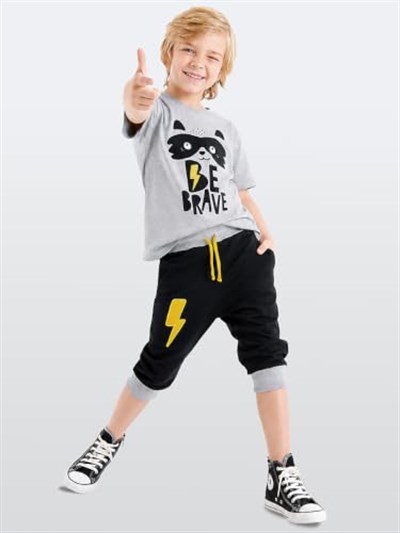 Rakun Erkek Çocuk T-shirt Kapri Şort Takım