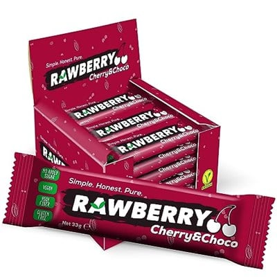 Rawberry Cherry Choco Şeker İlavesiz Vegan Glütensiz Kuruyemiş Bar (kutuda 15 Adet)