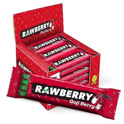 Rawberry Goji Berry Şeker Ilavesiz Vegan Glütensiz Kuruyemiş Bar (kutuda 15 Adet)