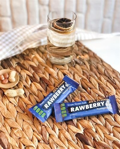 RAWBERRY%25 Protein Bar, Sağlıklı Atıştırmalık, Yer Fıstıklı ve Ham Kakaolu, İlave Şekersiz, Vegan, Glutensiz, Kuruyemiş ve Kuru Meyveli Bar (Kutuda 15 Adet))